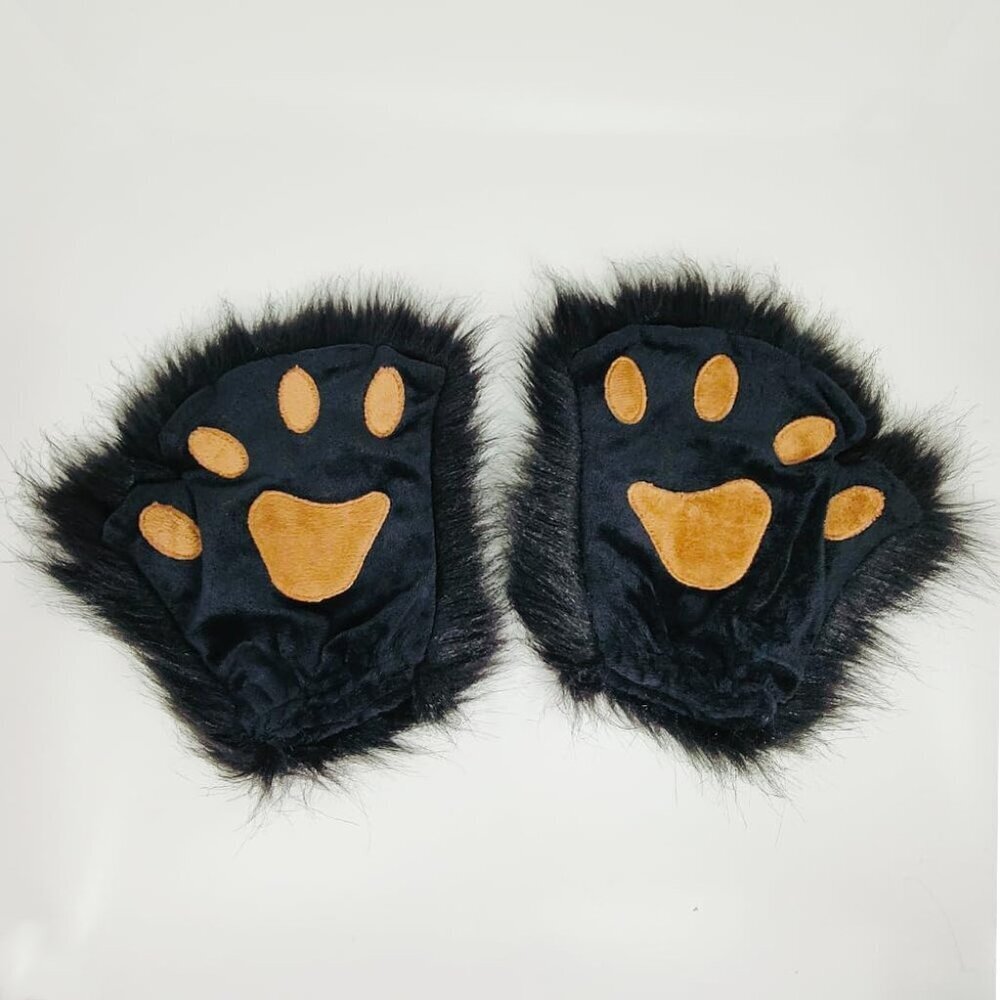 Faux Fur Cat Fox Wolf Ear Headband Tail Gloves Set Cosplay Halloween Party - Picture 7 of 7